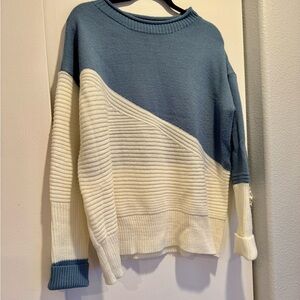 Blue and White Women's Sweater
